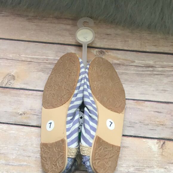 naartjie Girls Shoes Size 7 Lil Anise Peep Toe Flats Lavender Stripe Flower NEW - Picture 2 of 7